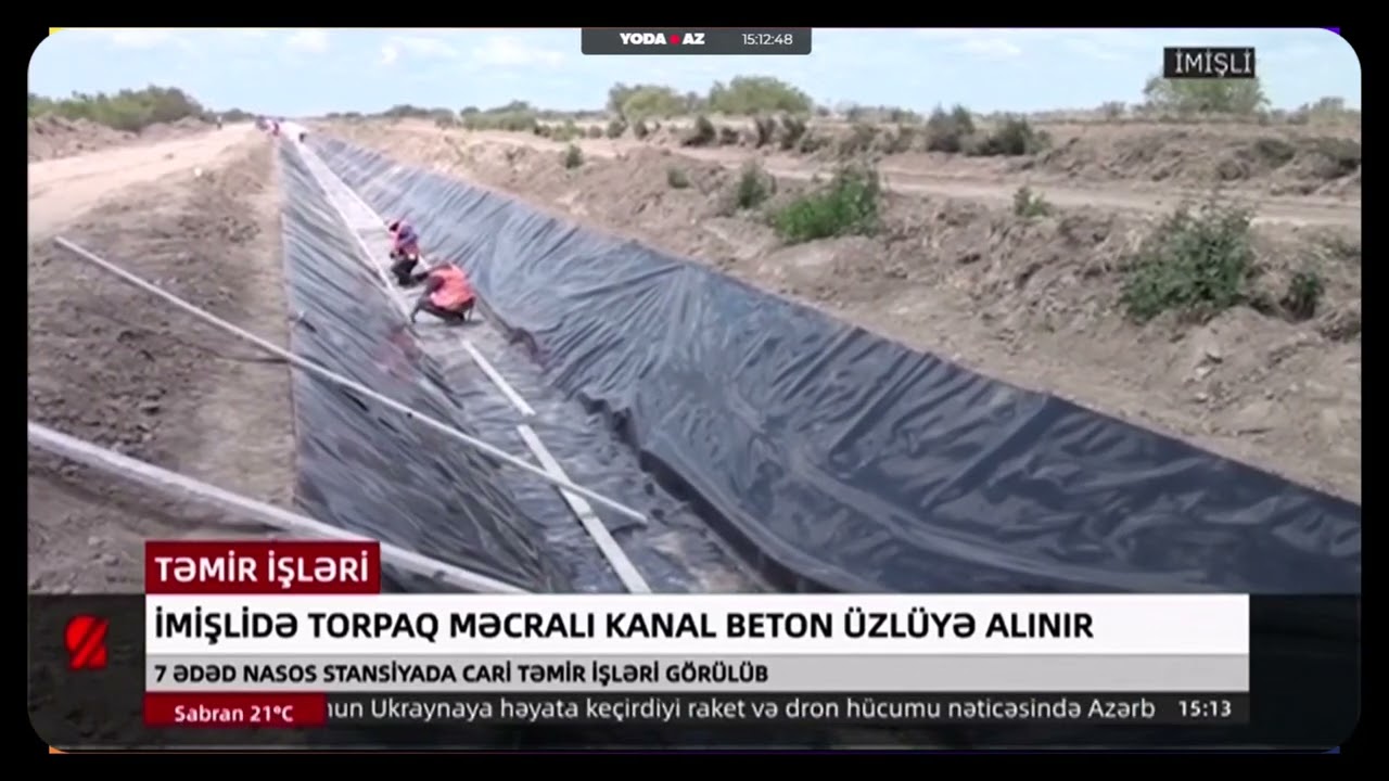 İmişlidə torpaq məcralı kanal beton üzlüyə alınır