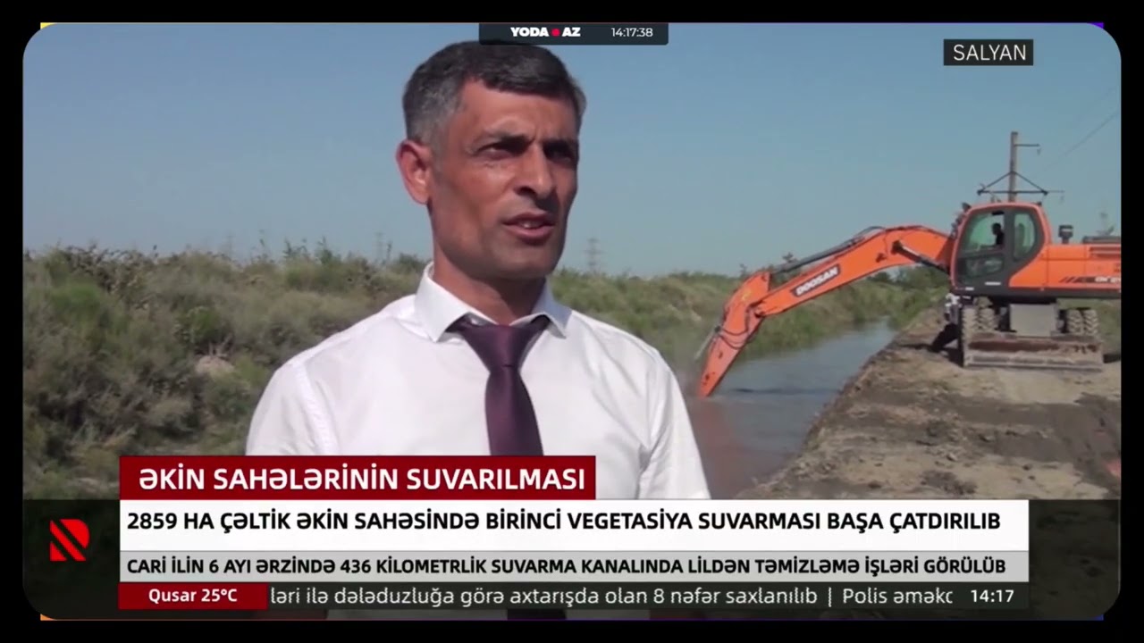 Salyanda çəltik əkin sahəsində birinci vegetasiya suvarması başa çatdırılıb