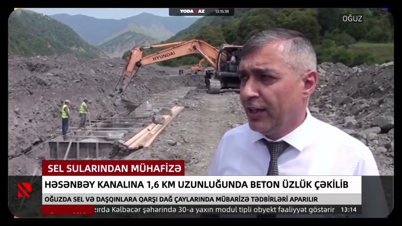 Oğuzda Həsənbəy kanalına 1,6 km uzunluğunda beton üzlük çəkilib