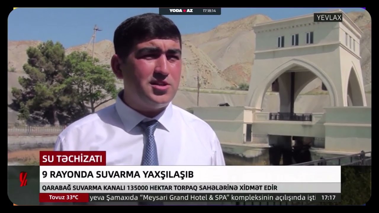 Qarabağ suvarma kanalı 135000 hektar torpaq sahələrinə xidmət edir